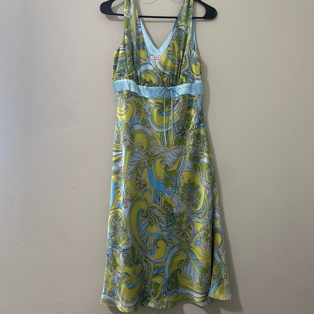 Vintage Silk Sigrid Olsen Midi Sleeveless V-Neck Dress